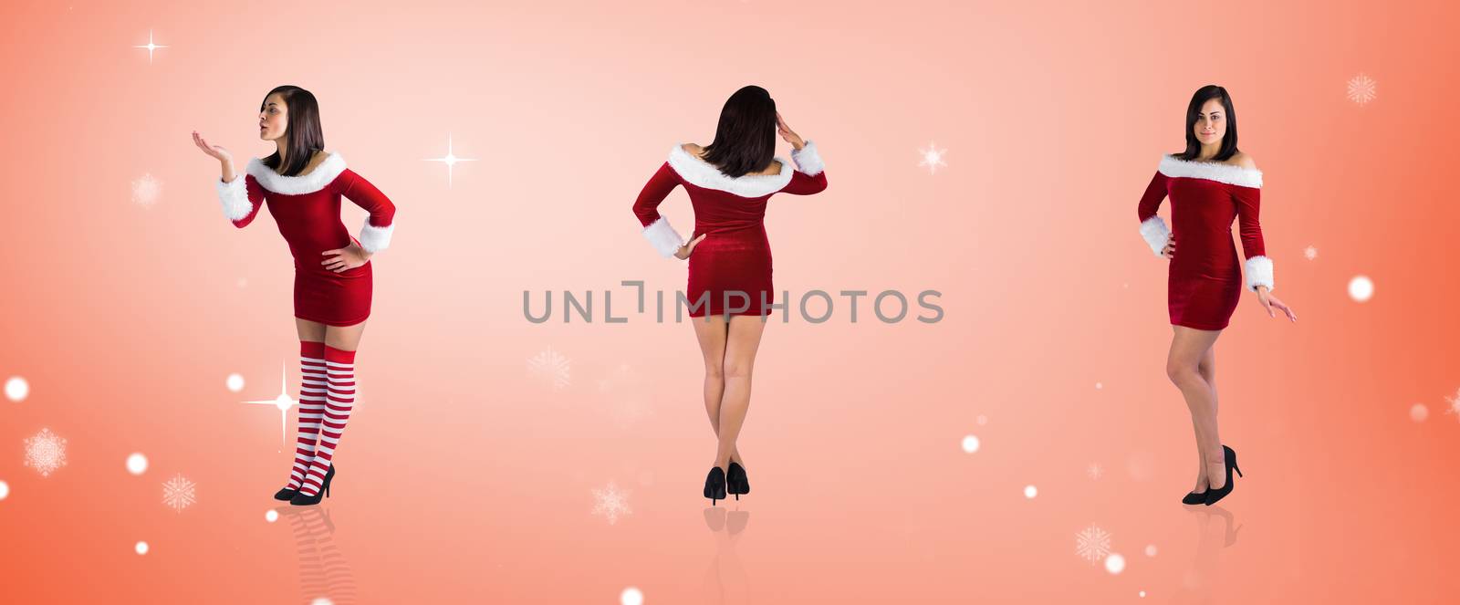 Composite image of different pretty girls in santa outfit  by Wavebreakmedia