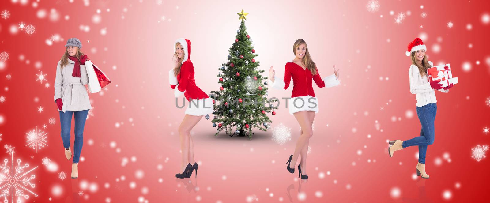 Composite image of different festive blondes by Wavebreakmedia