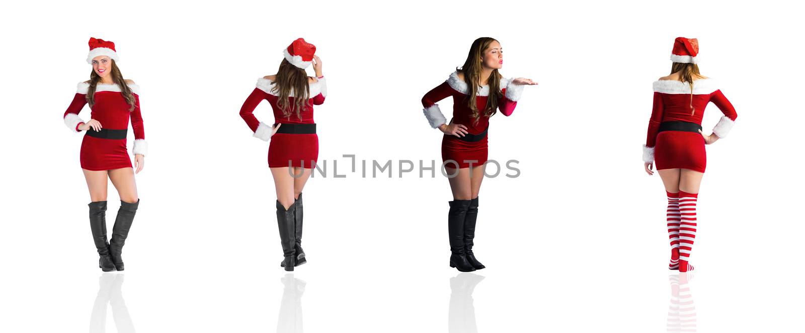 Composite image of different festive blondes on white background