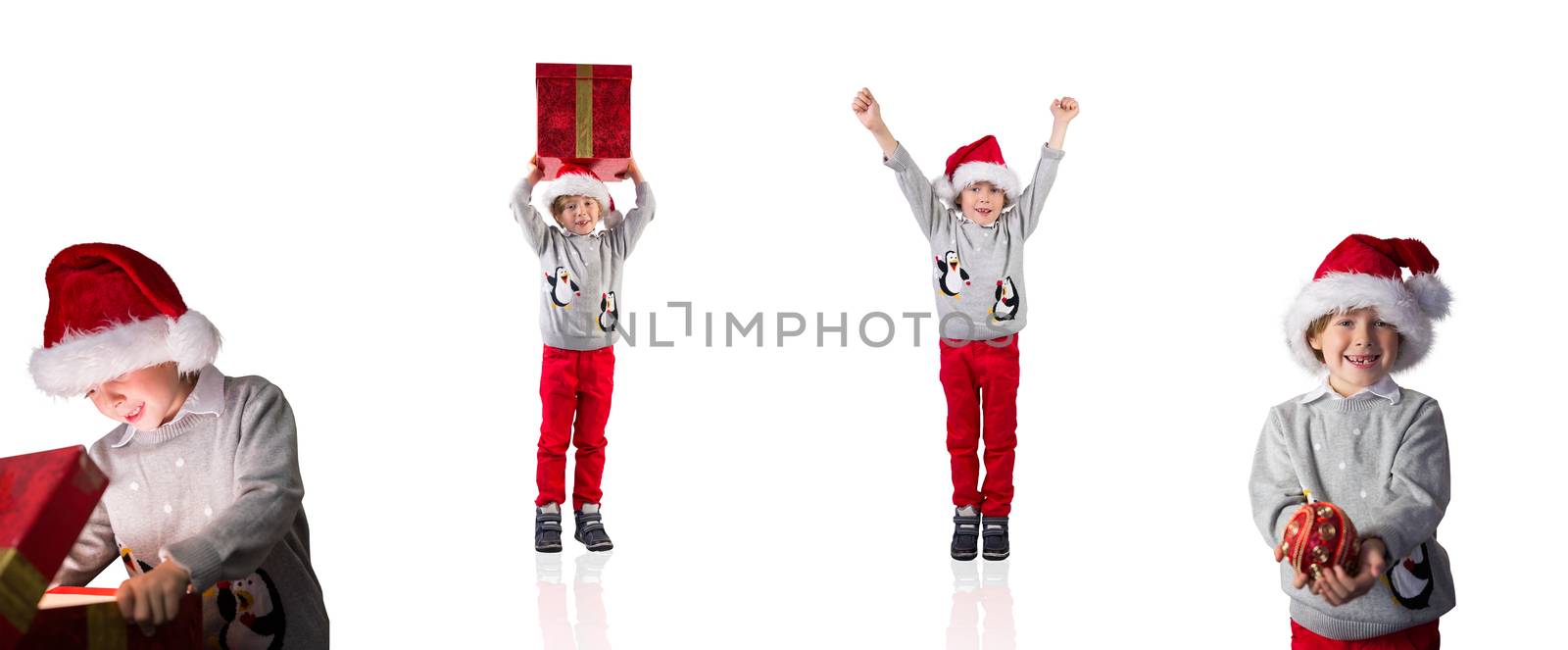 Composite image of different festive boys on white background