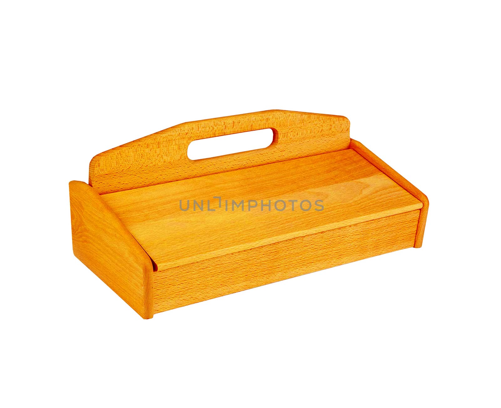 wooden breadbasket for bread isolated on white background