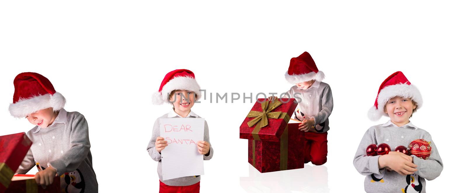 Composite image of different festive boys on white background