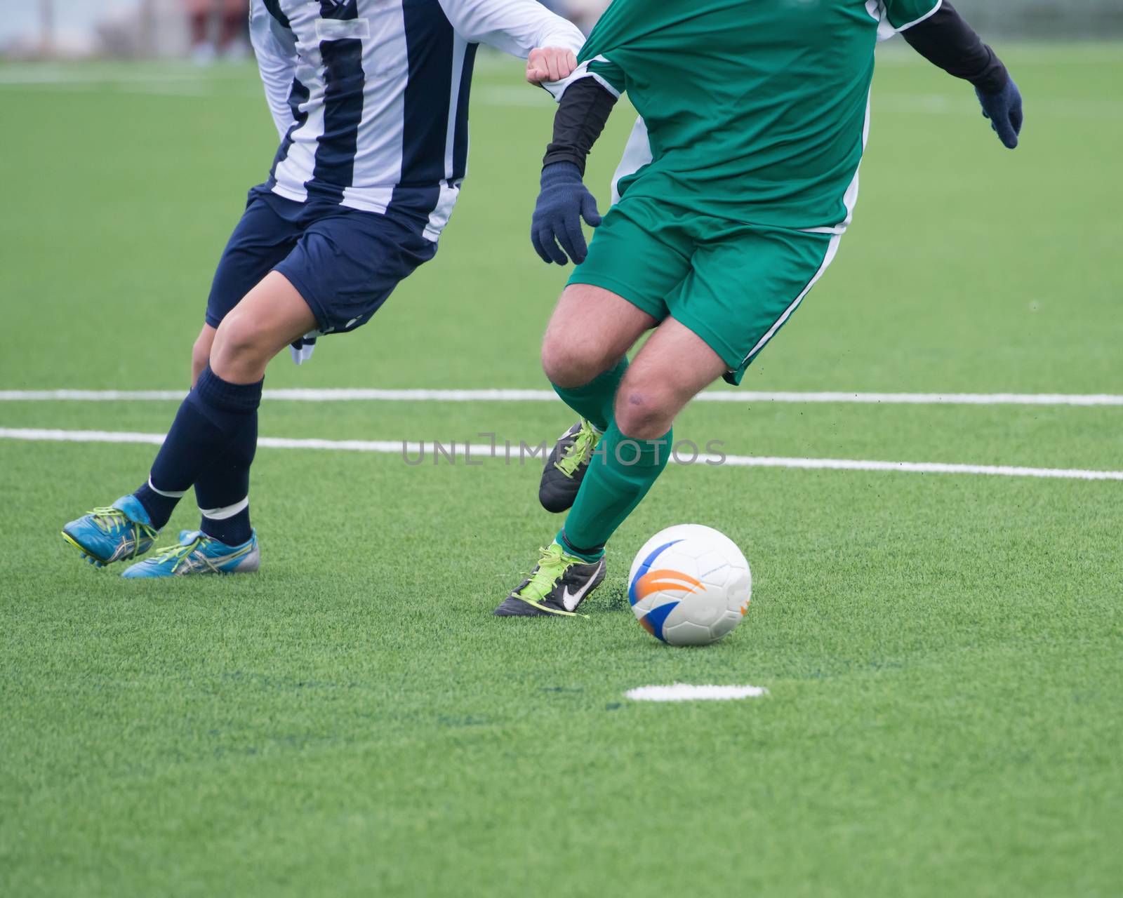 actions in the football field during a game