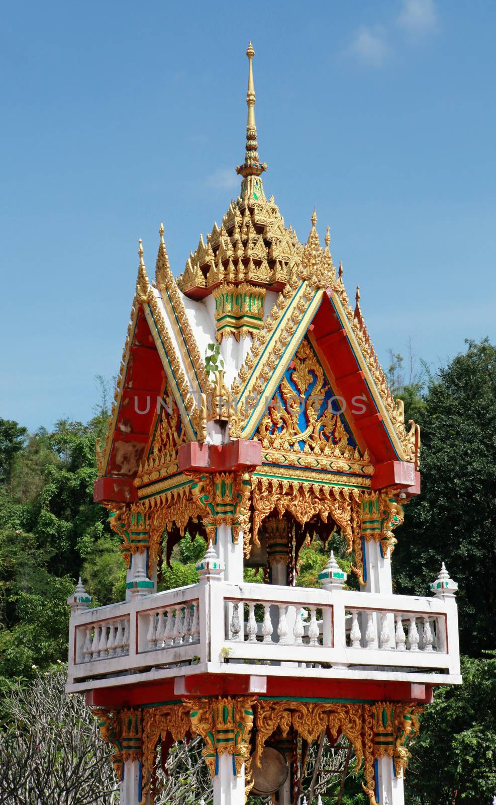 closeup the beautiful Buddhist temple gable, Thailand