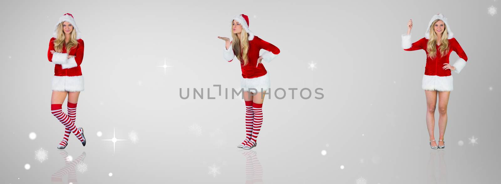 Composite image of pretty girl in santa outfit with arms crossed by Wavebreakmedia