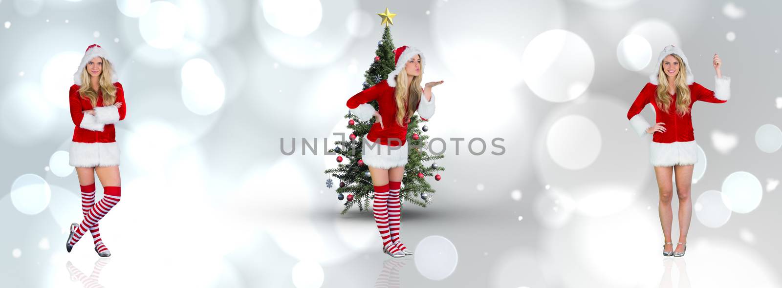 Composite image of pretty girl in santa outfit with arms crossed by Wavebreakmedia