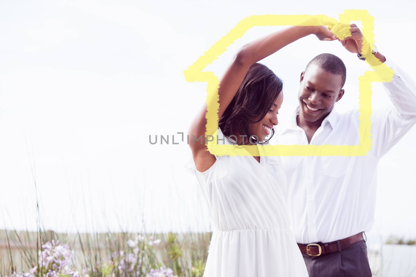 Composite image of romantic couple dancing and smiling by Wavebreakmedia