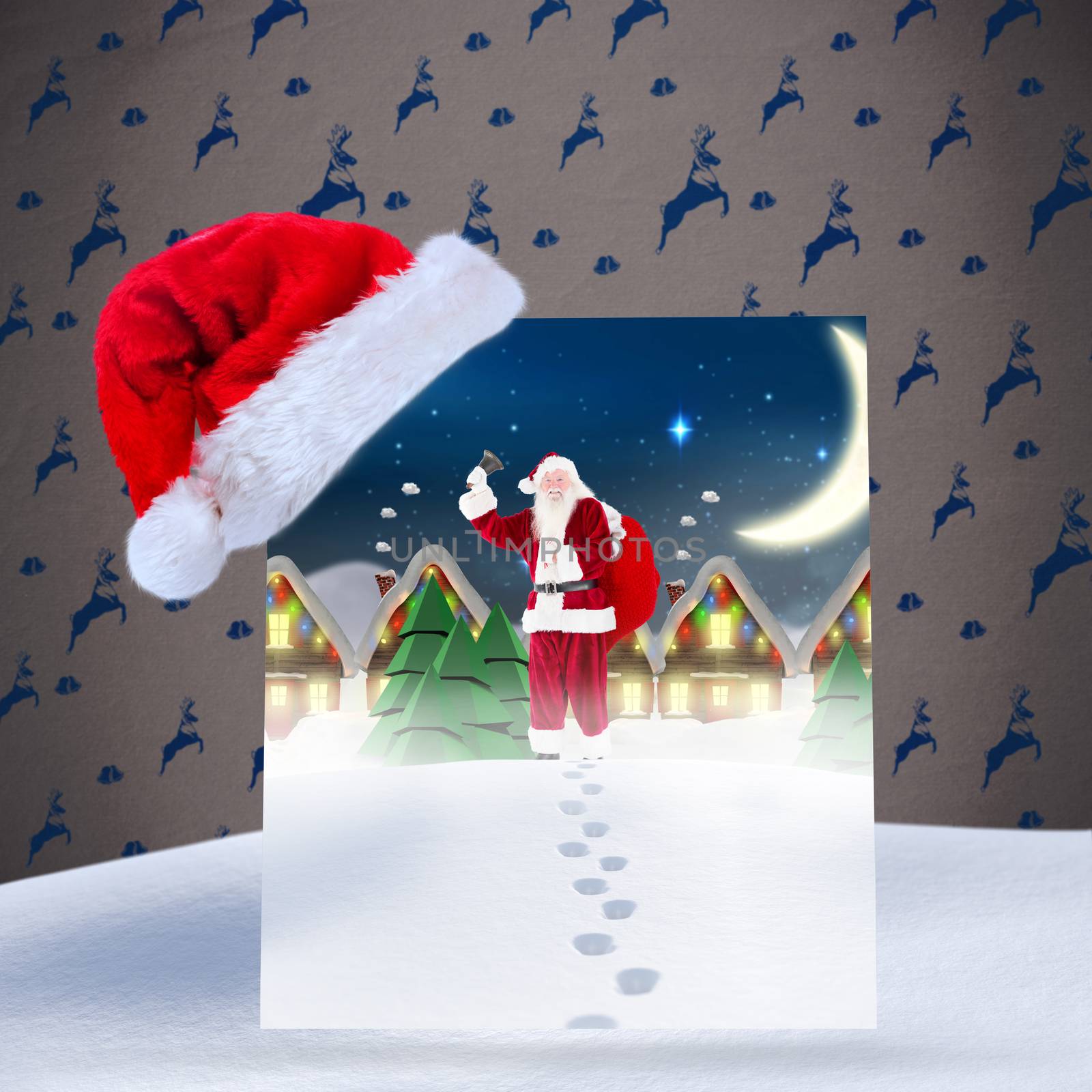 Composite image of santa delivery presents to village by Wavebreakmedia