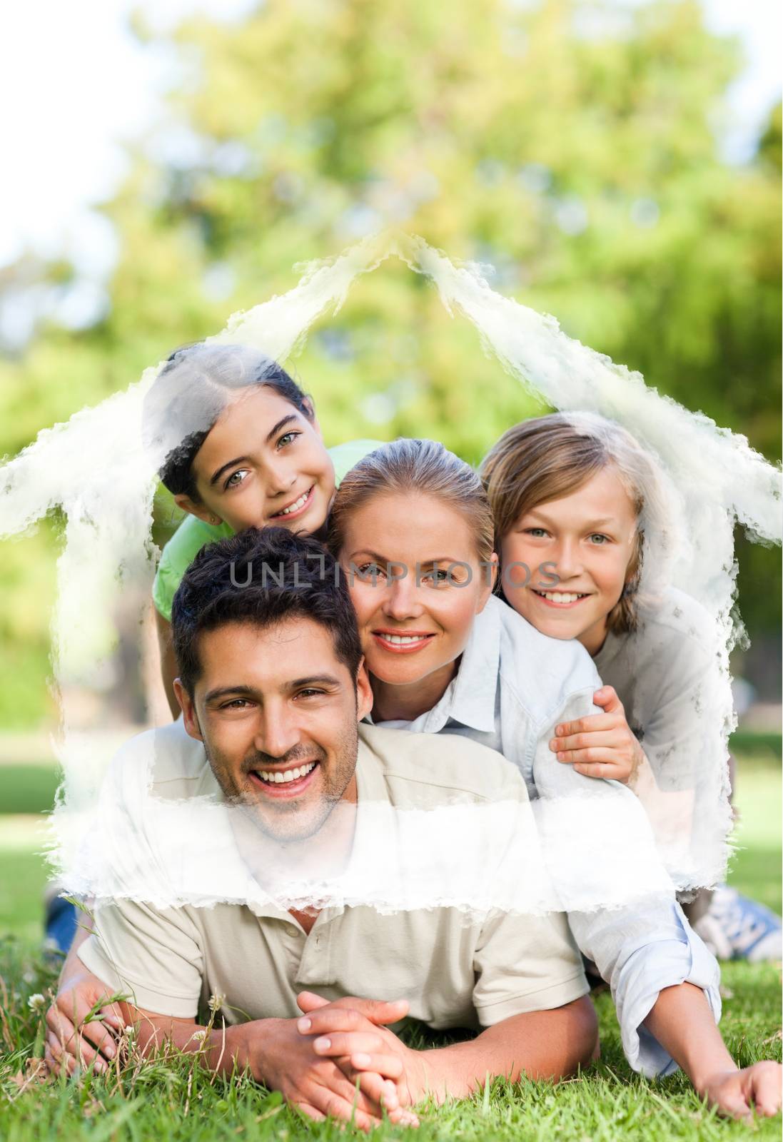 Composite image of happy family in the park by Wavebreakmedia