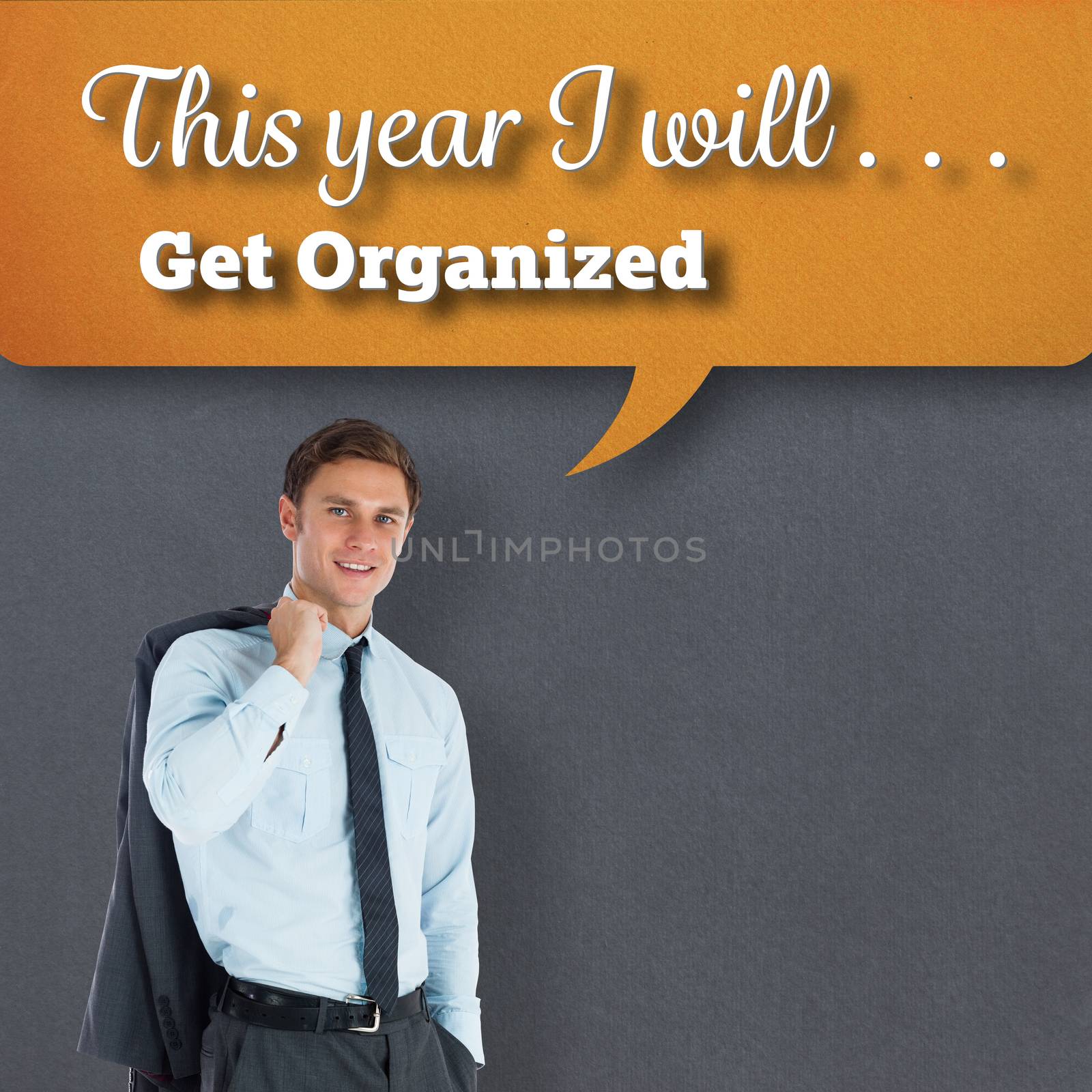 Composite image of smiling businessman holding his jacket by Wavebreakmedia