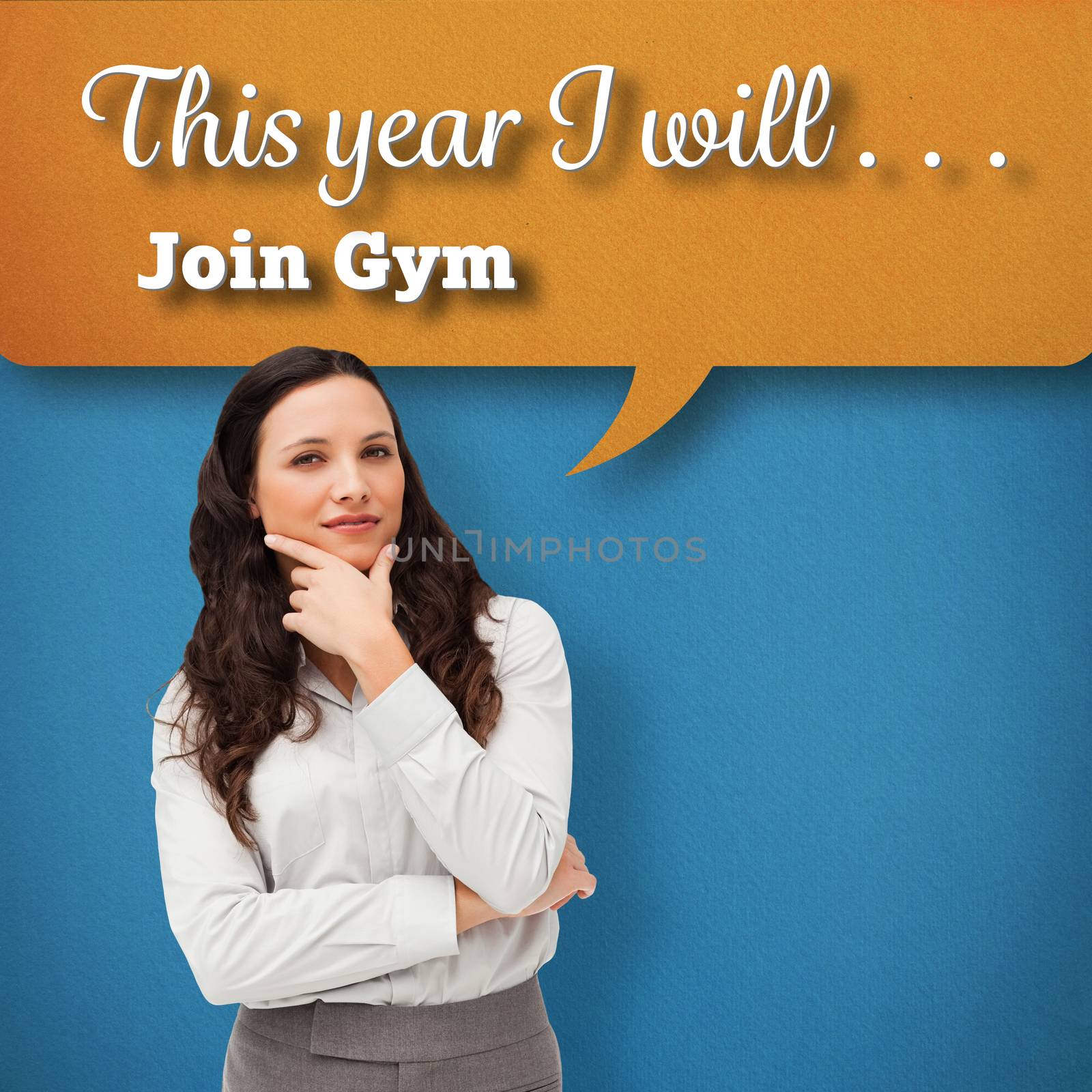 Portrait of a businesswoman posing against blue background with vignette