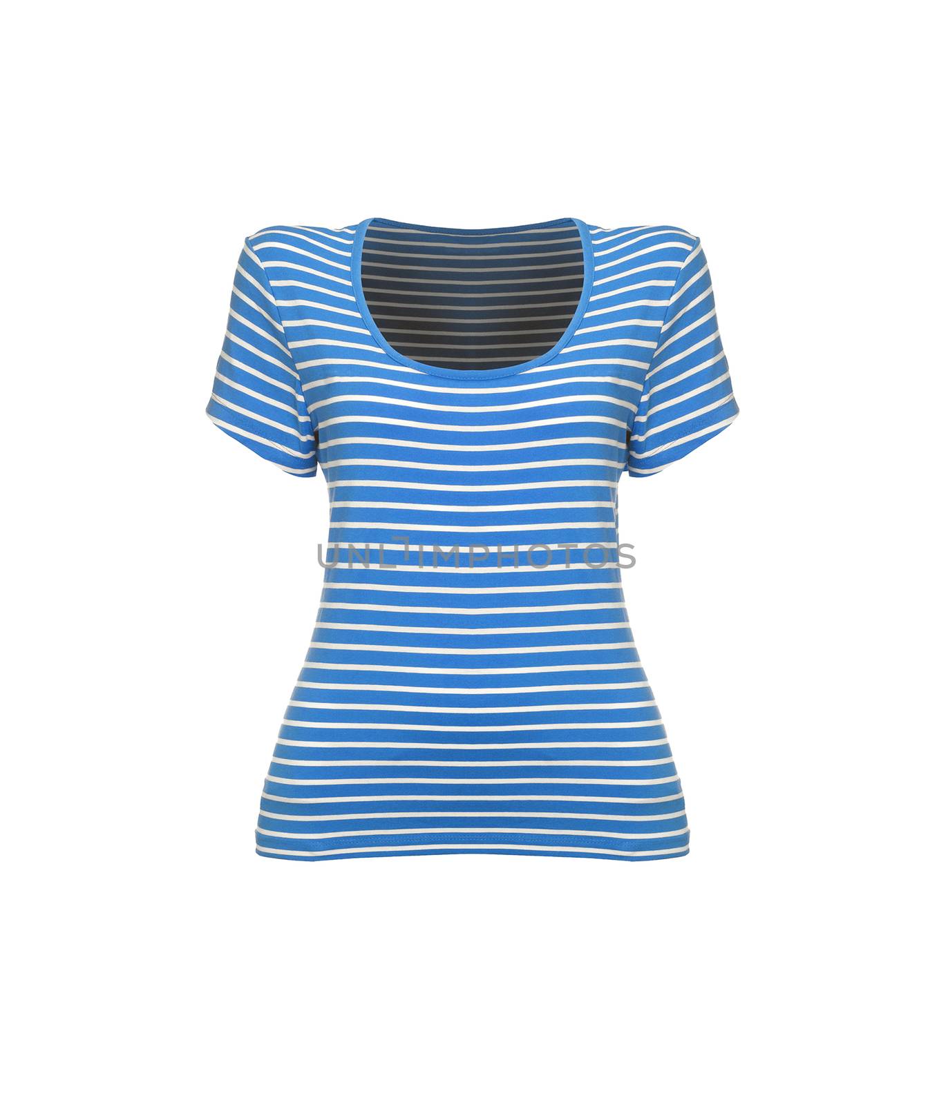 striped blue t-shirt on white background