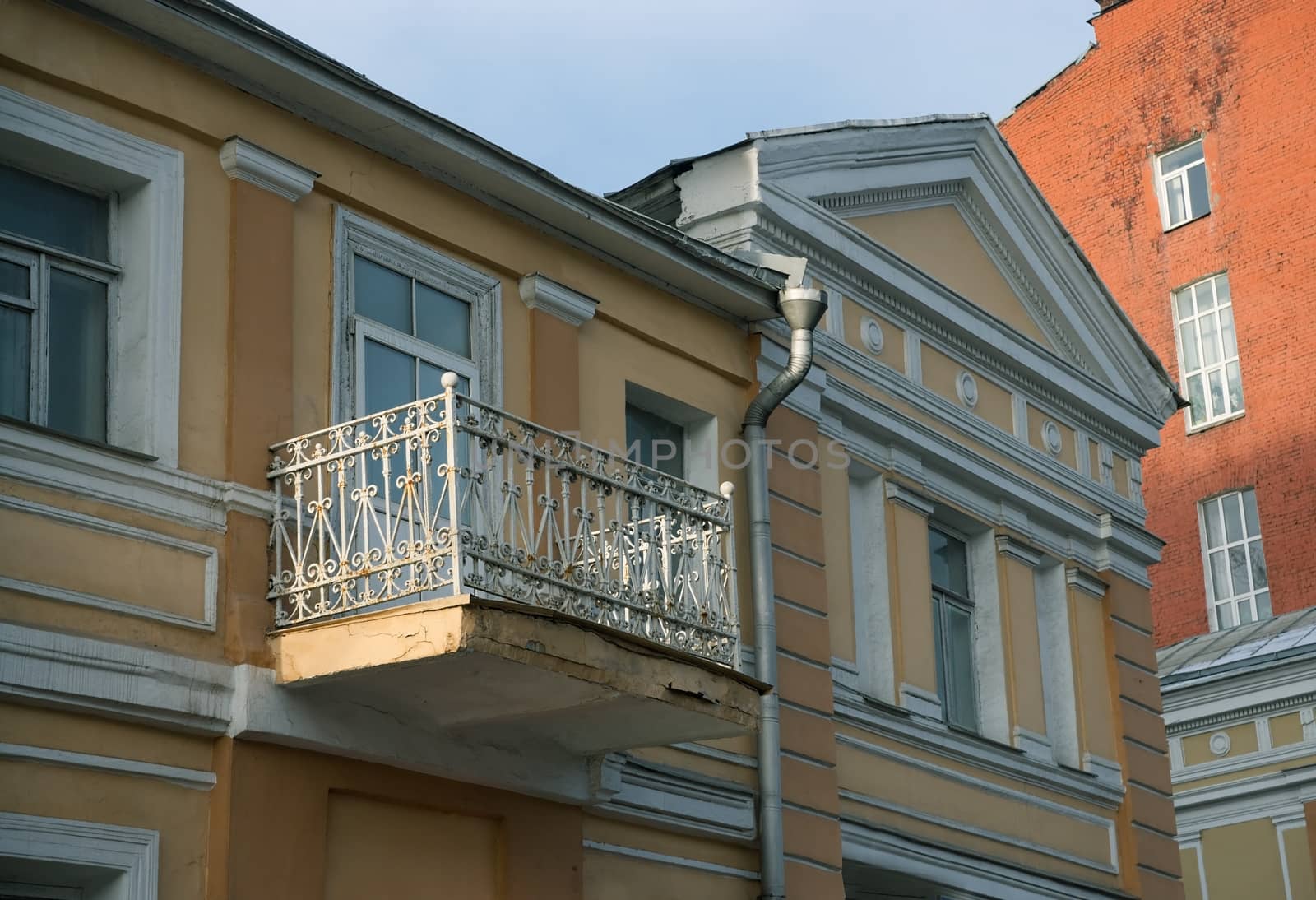 Balcony in an old mansion on Nikitsky Boulevard in Moscow