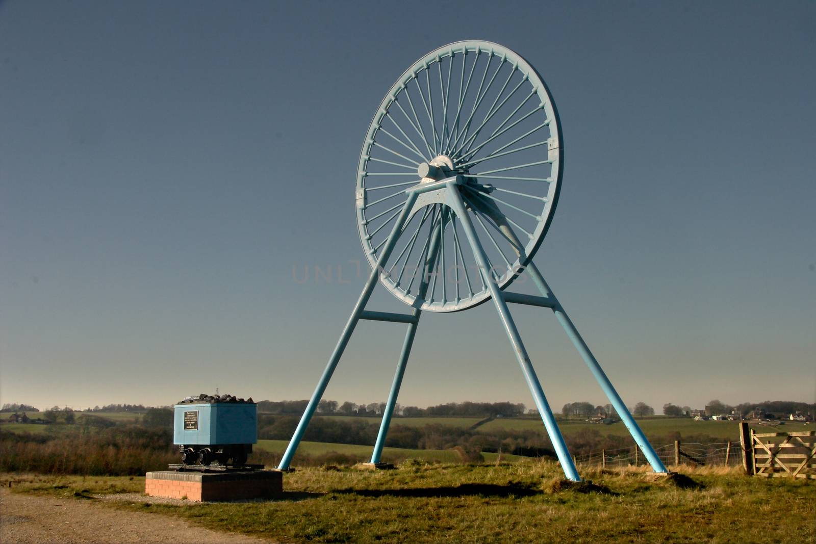 This pit wheel stands on the Apedale country park, which was where the last coal was mined in North Staffordshire.