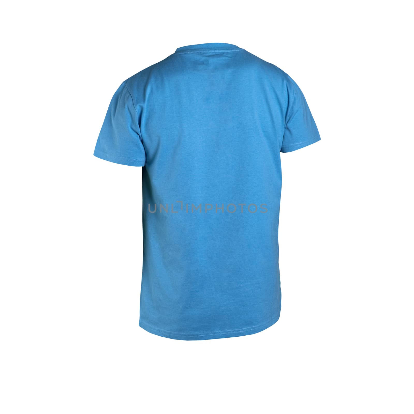 Blue man t-shirt isolated on white background closeup