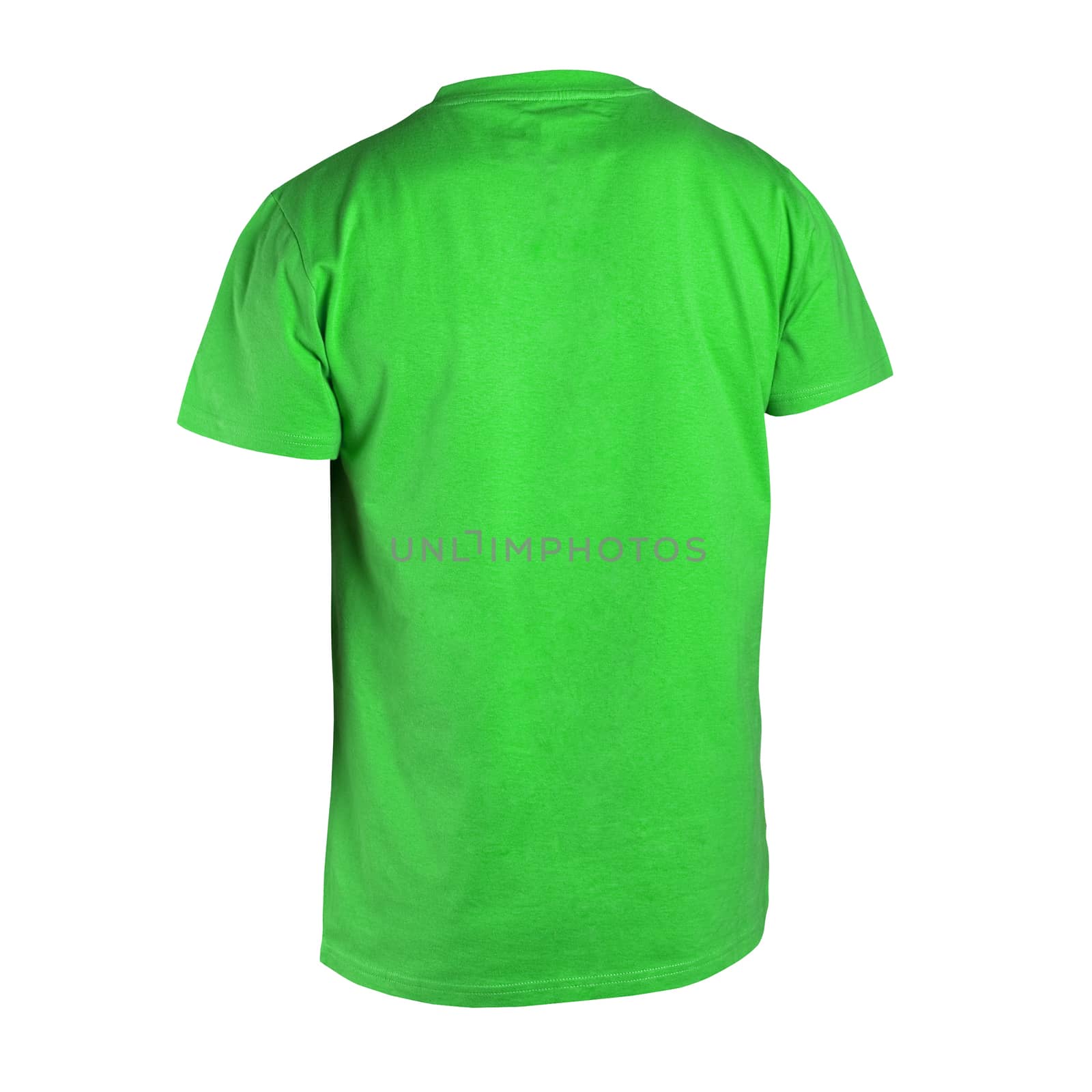 Green man t-shirt isolated on white background closeup