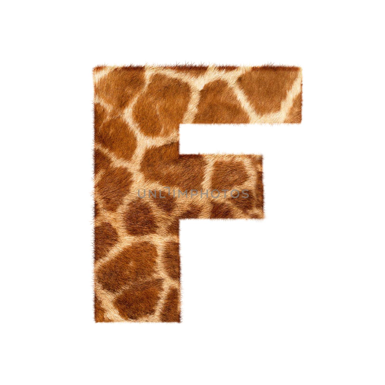 Letter from giraffe style fur alphabet. Isolated on white background. With clipping path. 