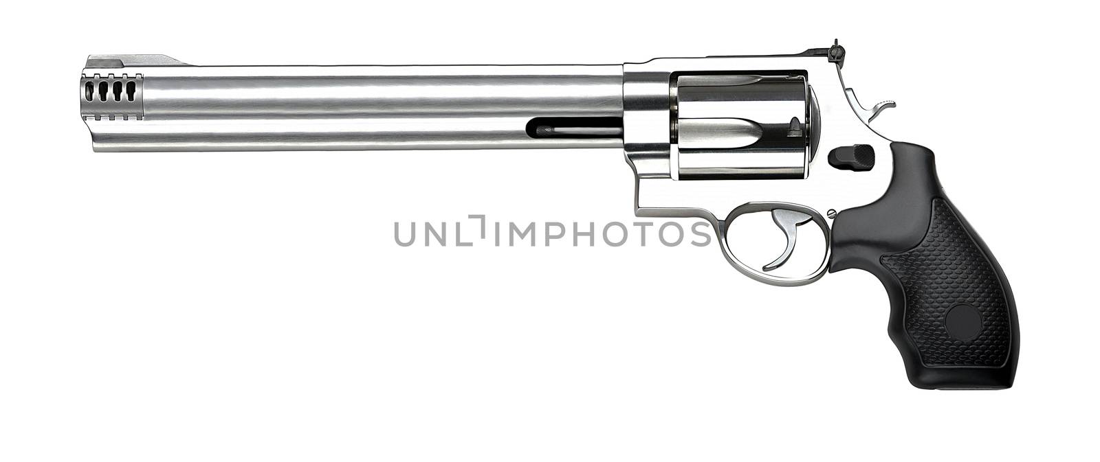 Old revolver on white background with clipping path 