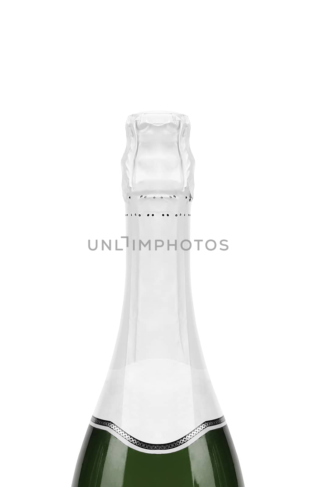 Top of a Champagne bottle isolated on a white background