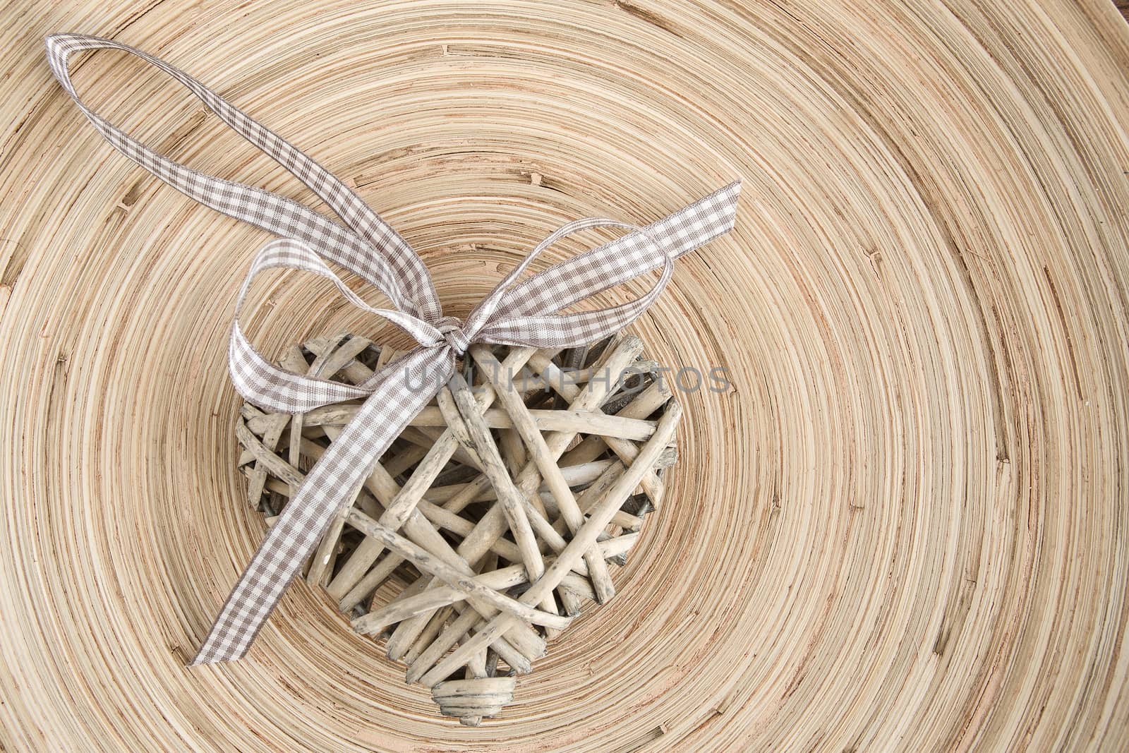 valentine's wooden heart on wooden background , valentine's day , day valentine postcard with space for text