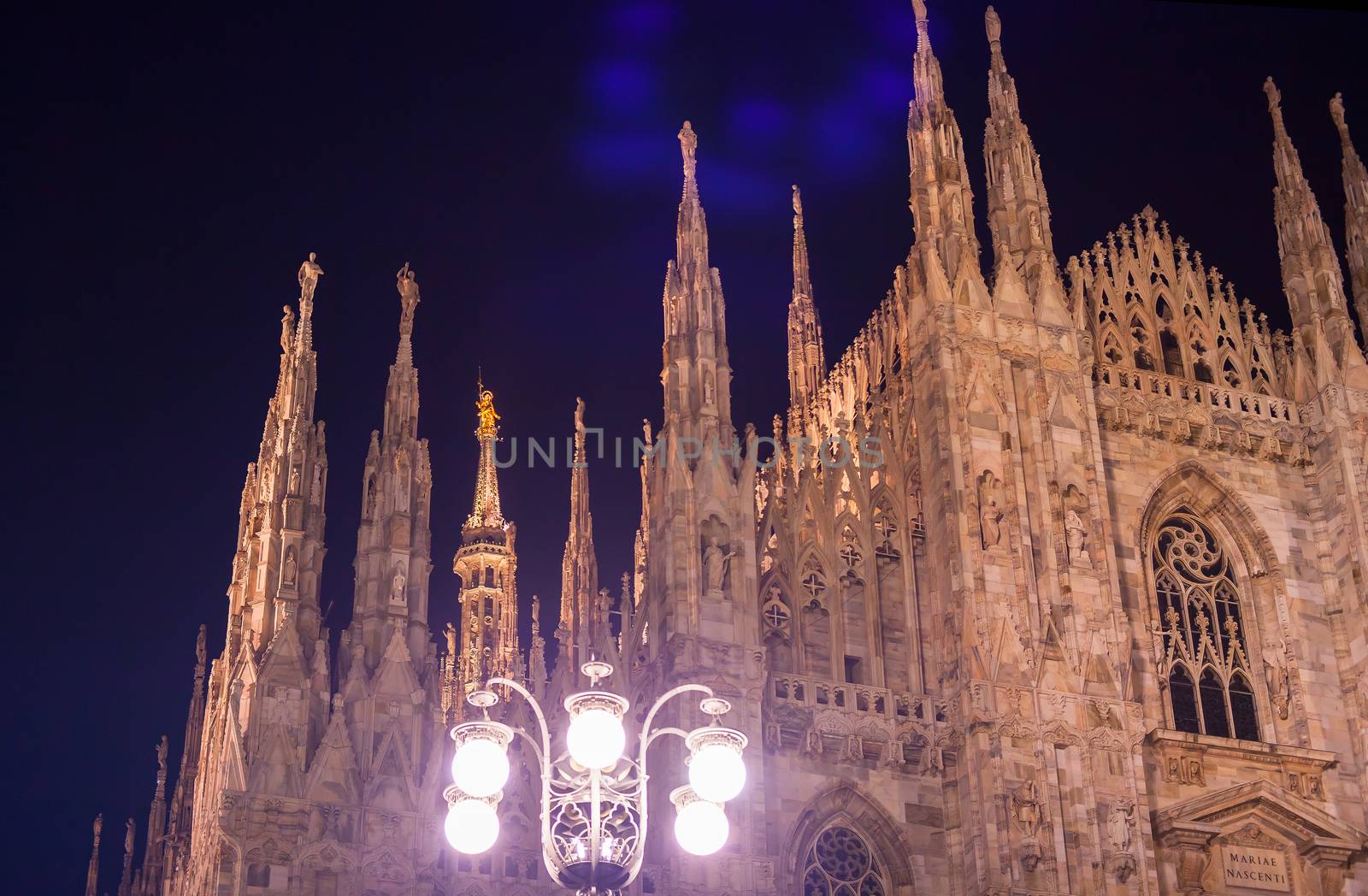 Nightview of Duomo of Milan, the Milan cathedral