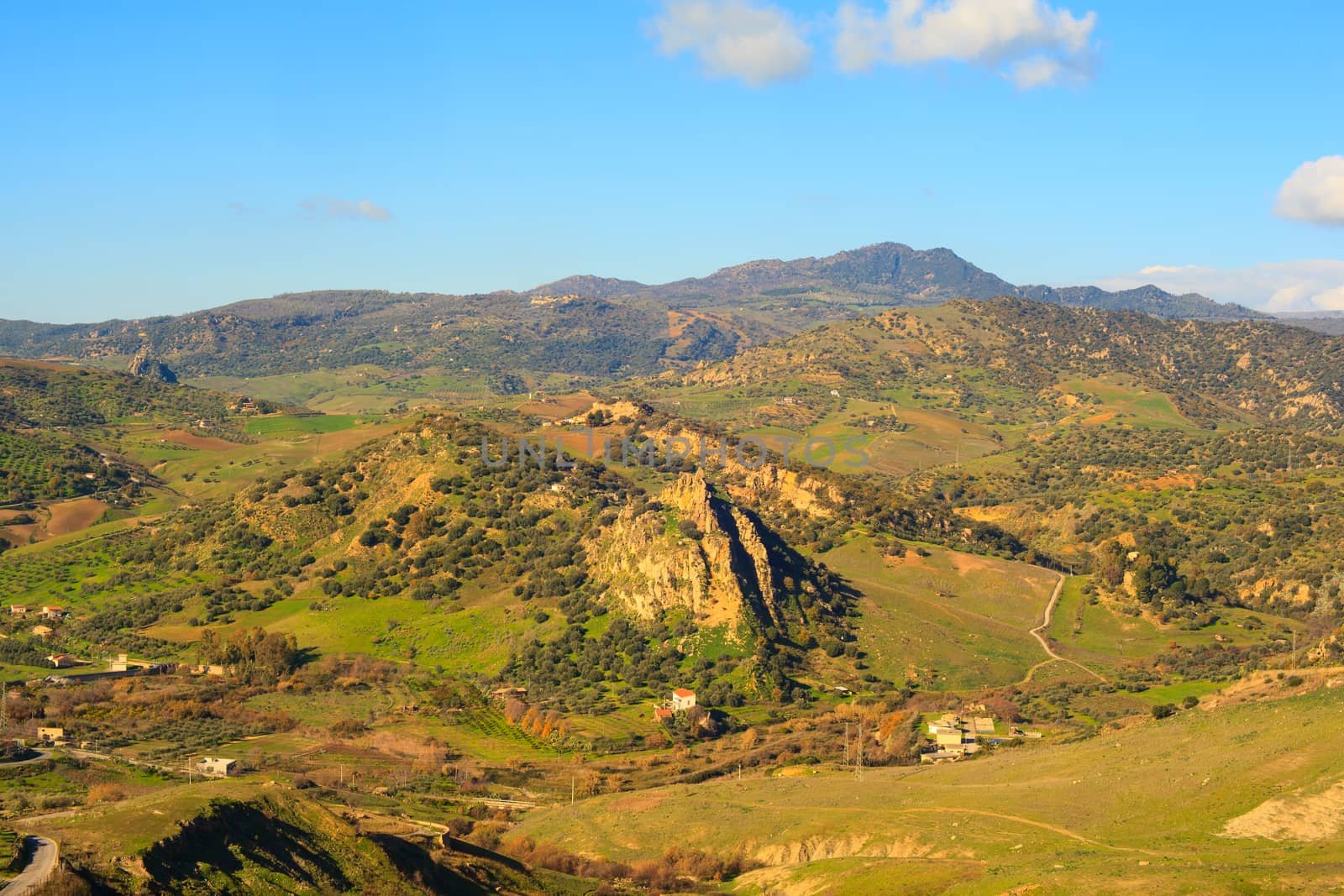 Viev of Mountain near the town of Leonforte, Sicily