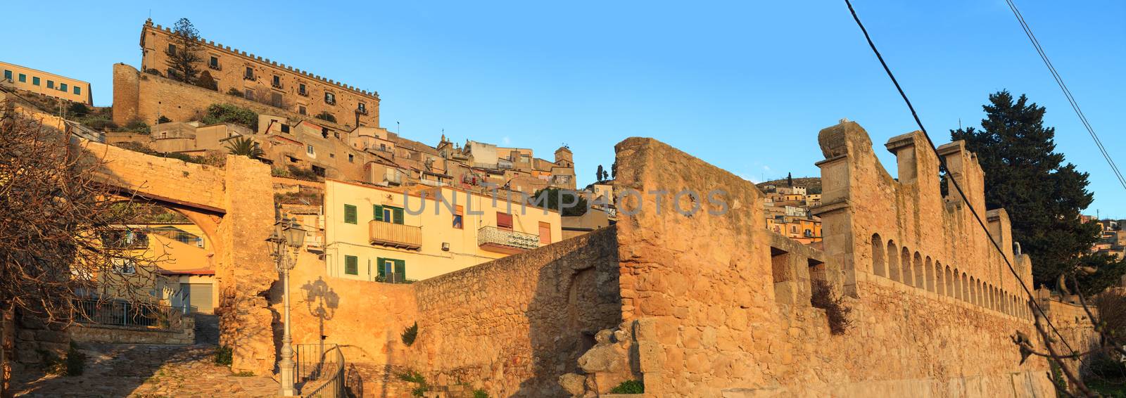 View of Granfonte and Branciforti palace in Leonforte , Sicily