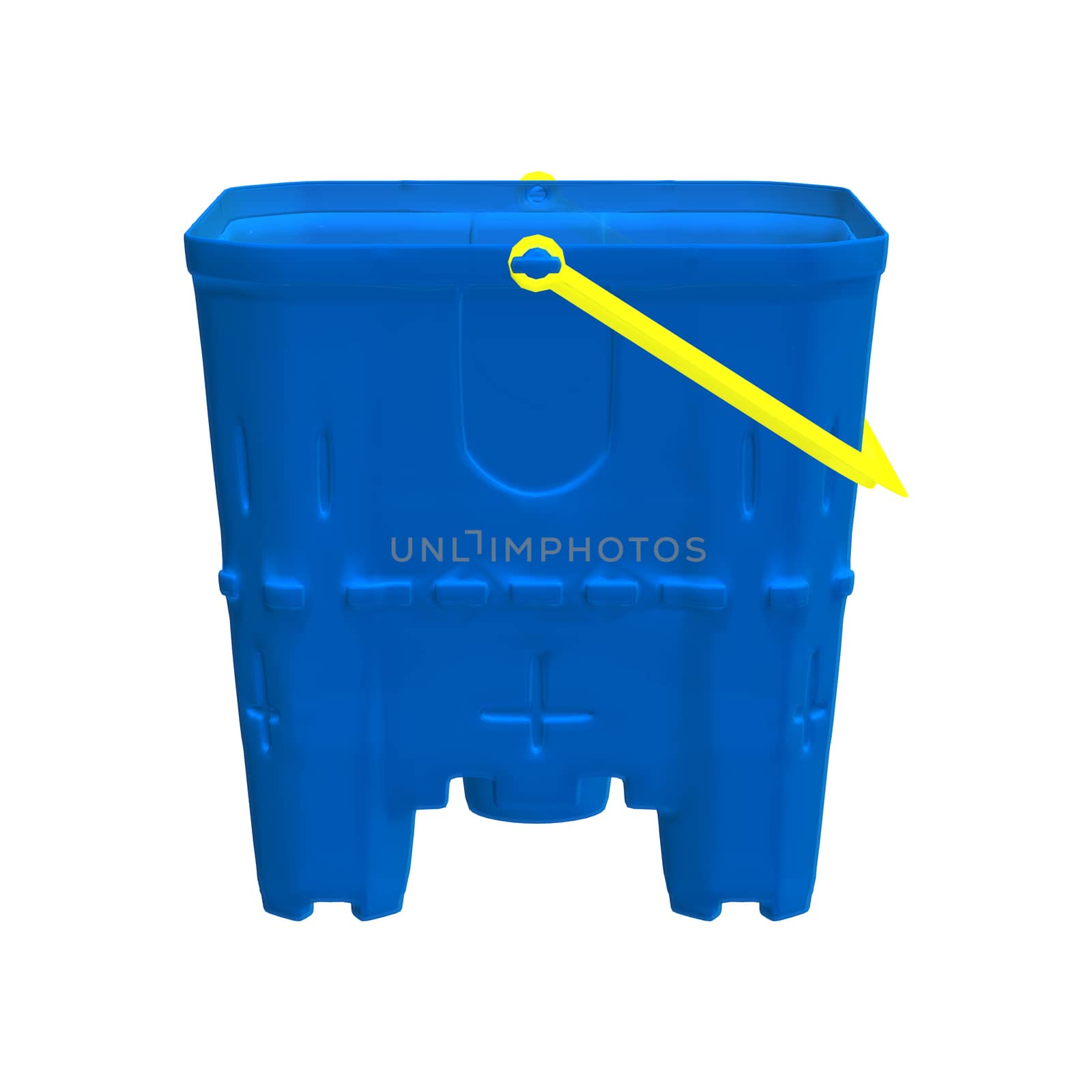3D digital render of a blue plastic bucket isolated on white background