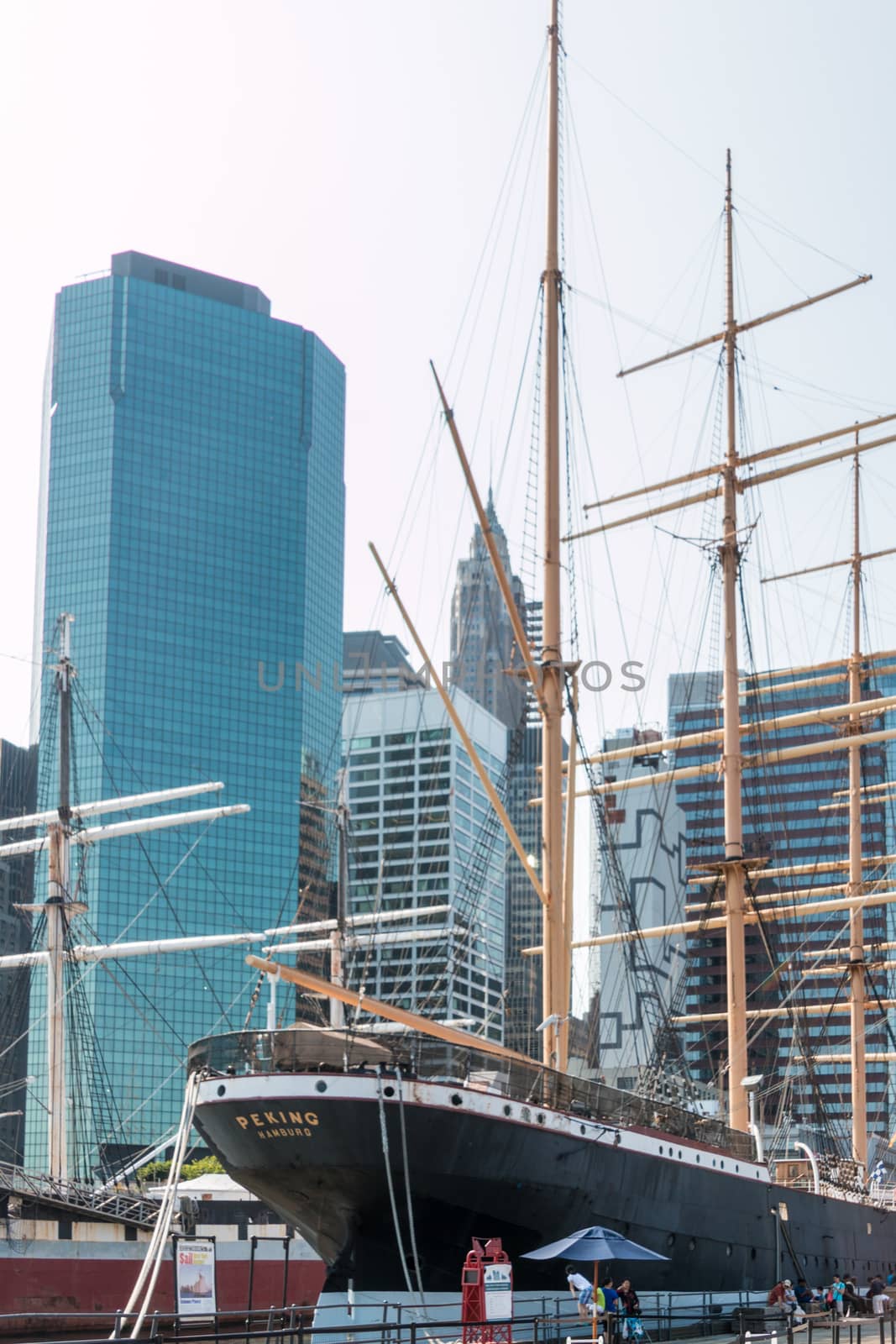 New York, Aug 20: The famous Pecking is docked at South Street Sea  Port in New York City serving as a maritime museum - August 20, 2014 New York, USA