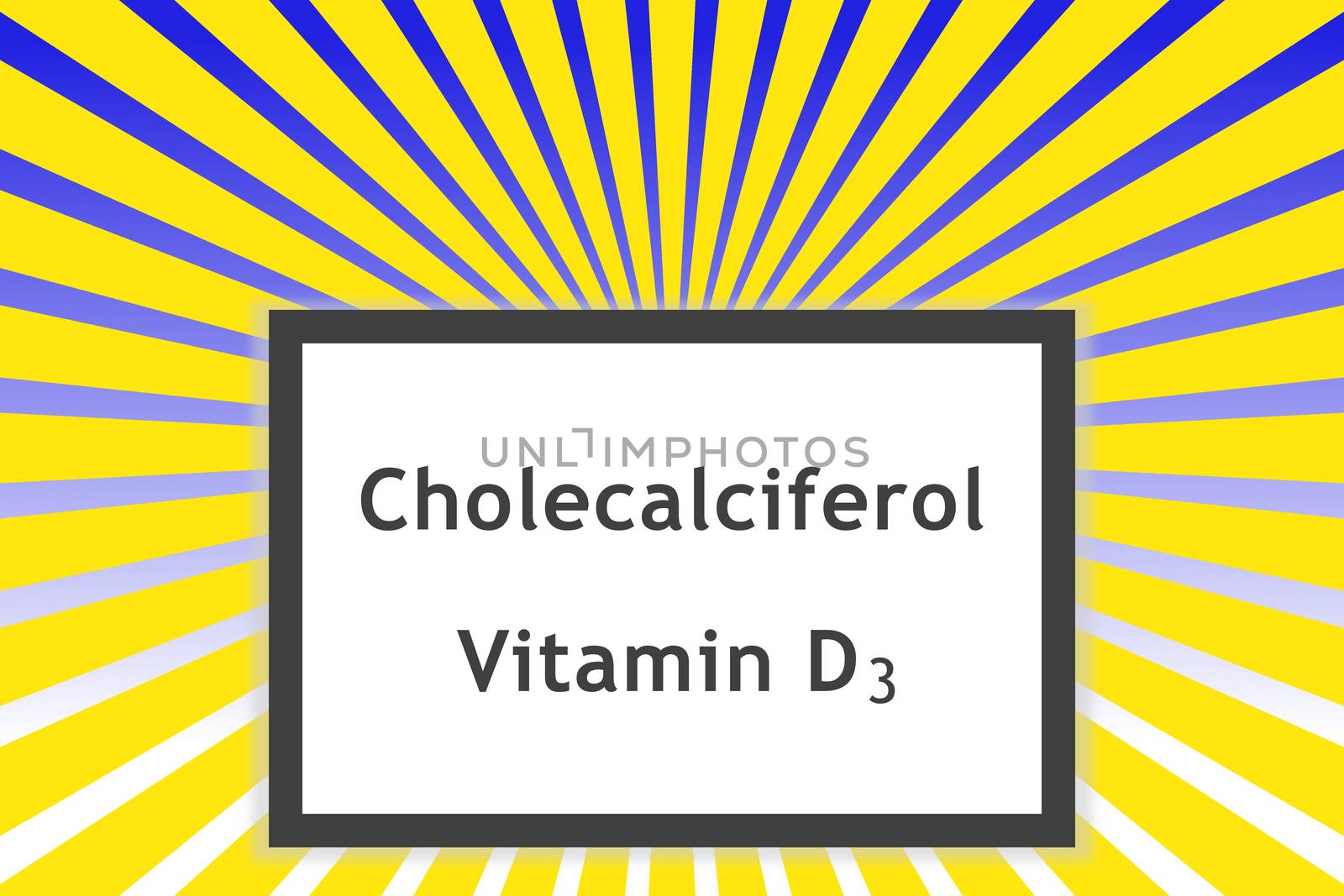 Cholecalciferol Vitamin D3 on sunshine background