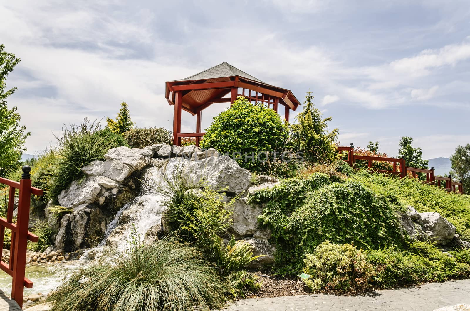 The park is like a botanical garden and there are many plants 