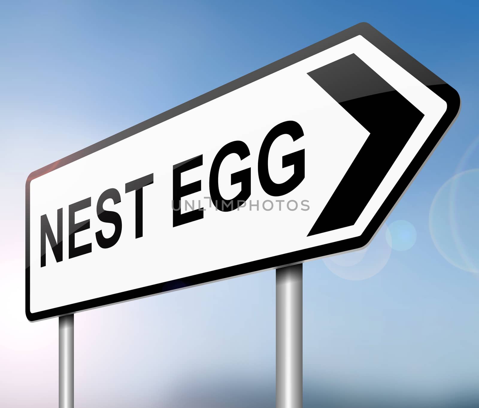 Illustration depicting a sign with a nest egg concept.