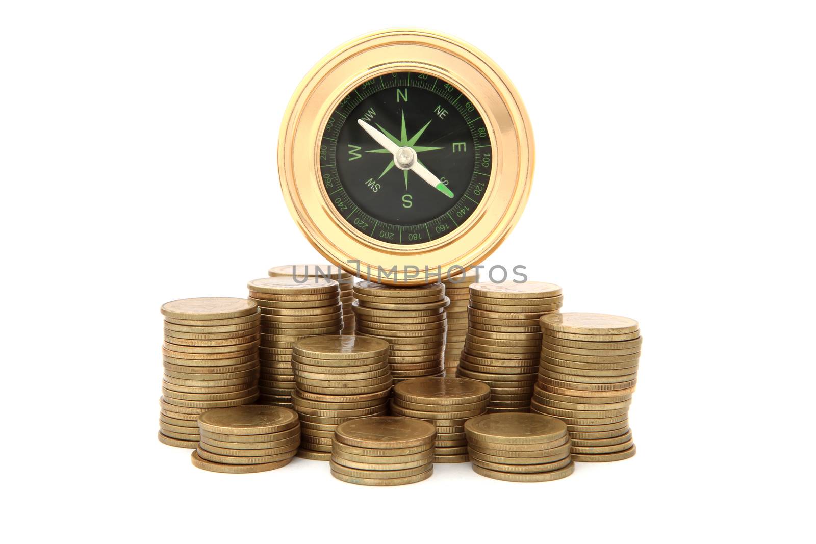 compass on money background