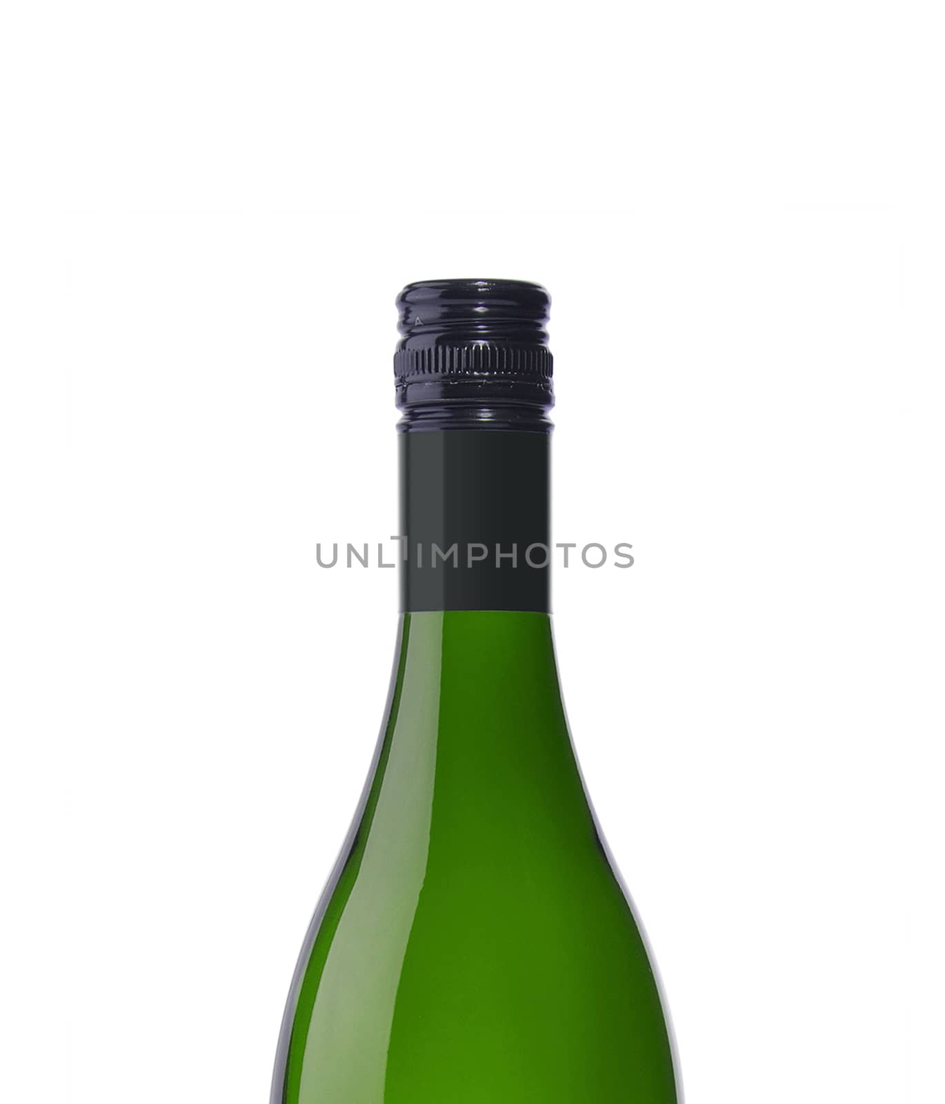 Green glass wine bottle isolated on white by ozaiachin