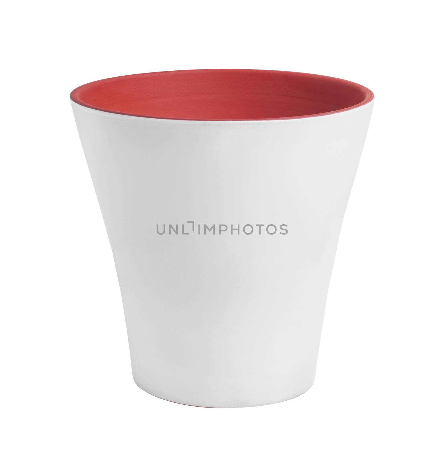 white flower pot isolated on white