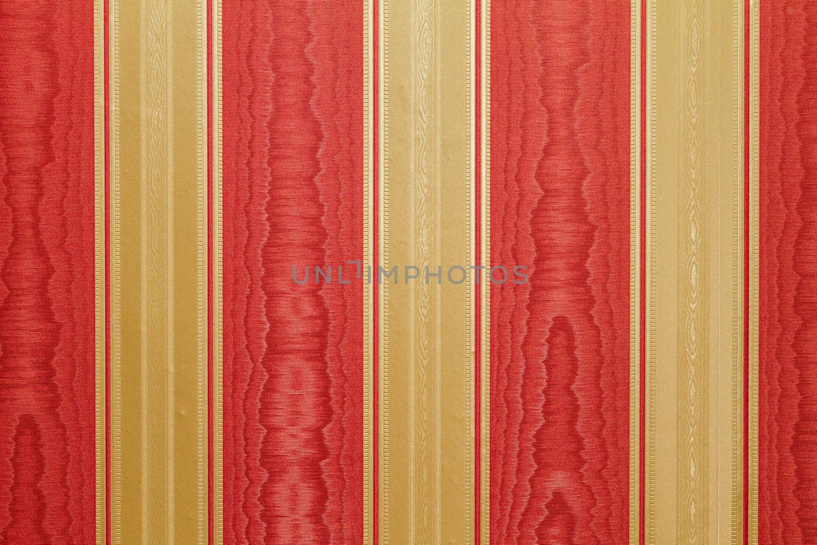 Red and gold retro interior as a background in the closeup