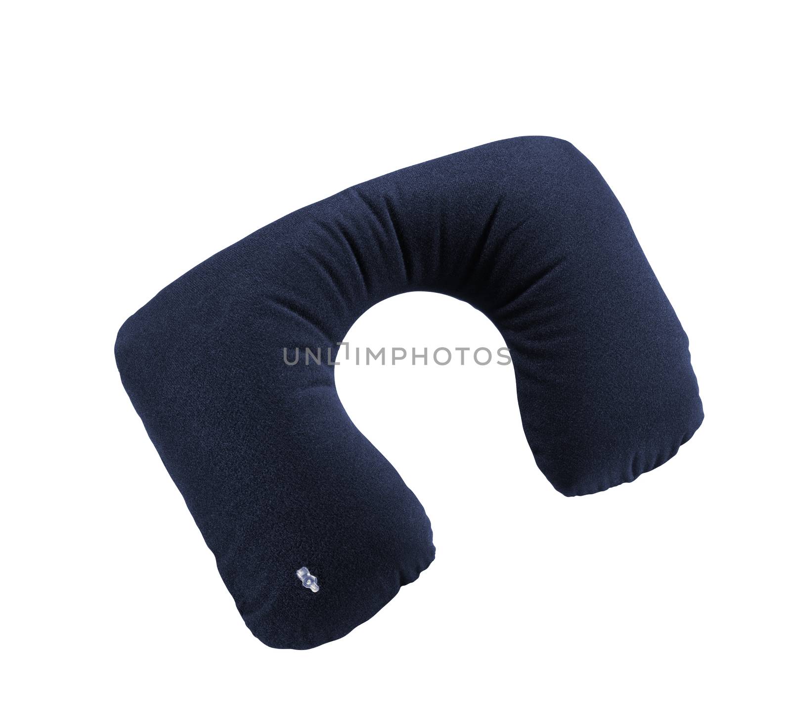 blue neck pillow isolated on a white background 