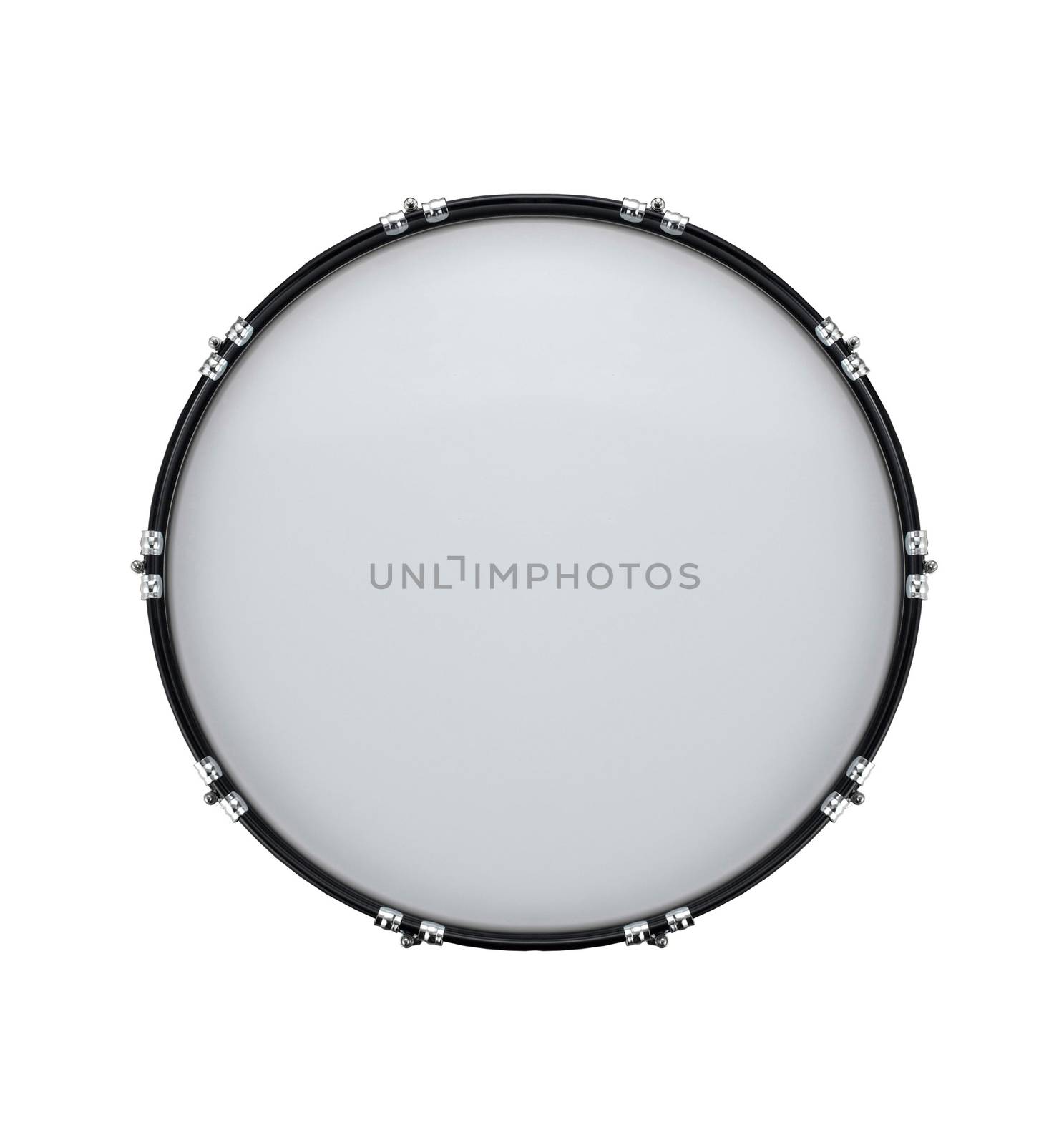 bass drum isolated on white in the closeup