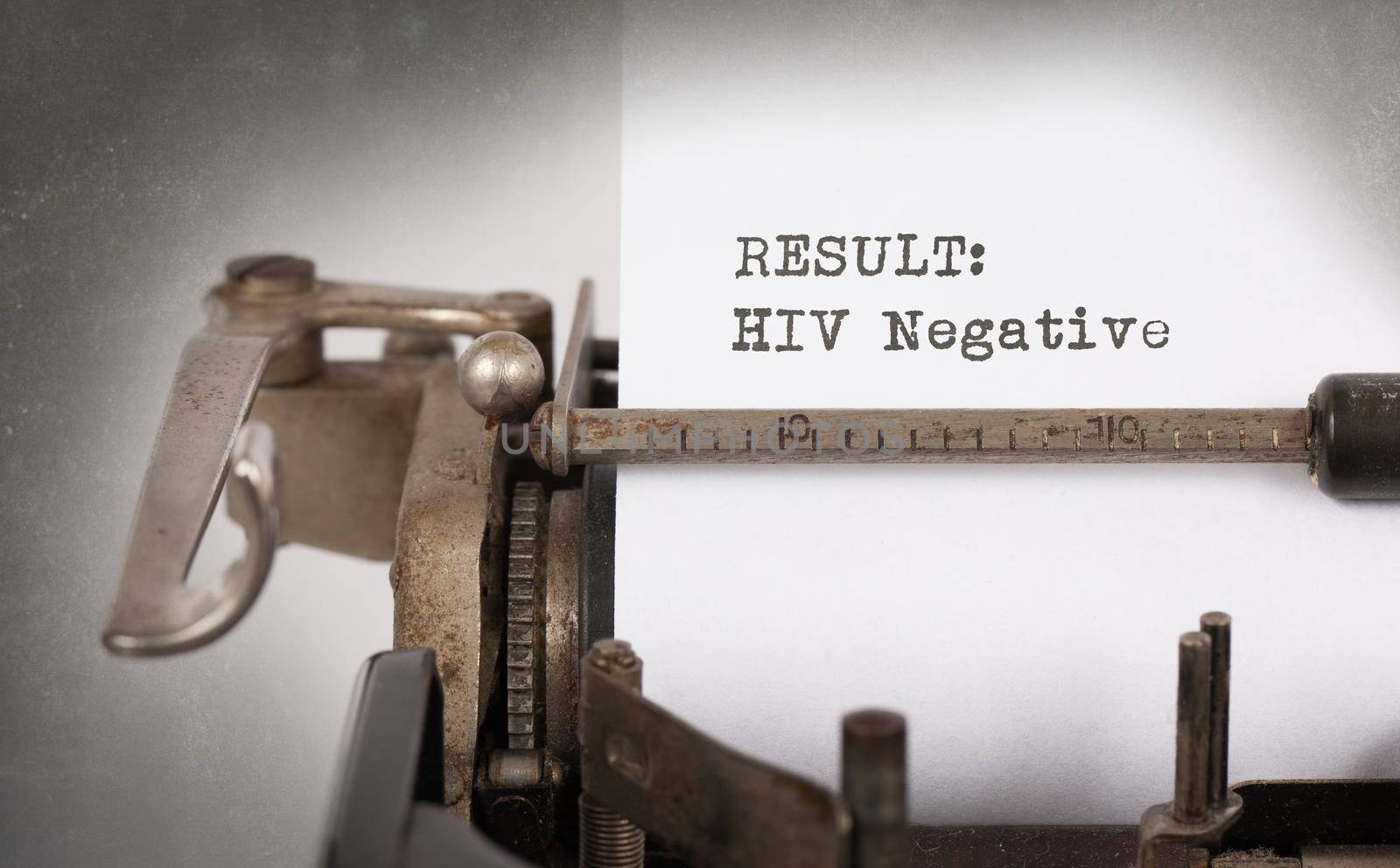 Close-up of a vintage typewriter, old and rusty, HIV negative