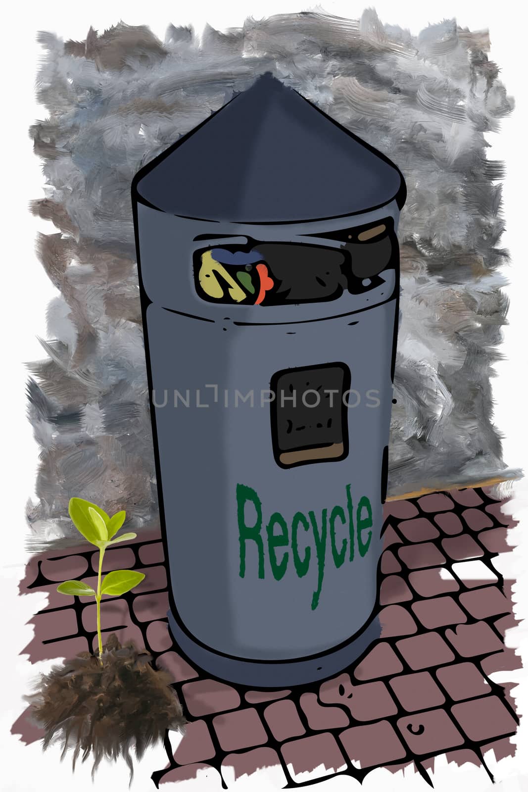 Illustration garbage bin