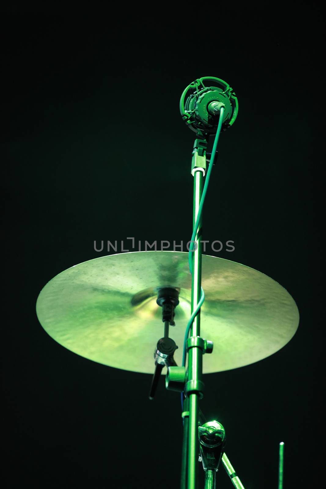 Drums on stage with on black background