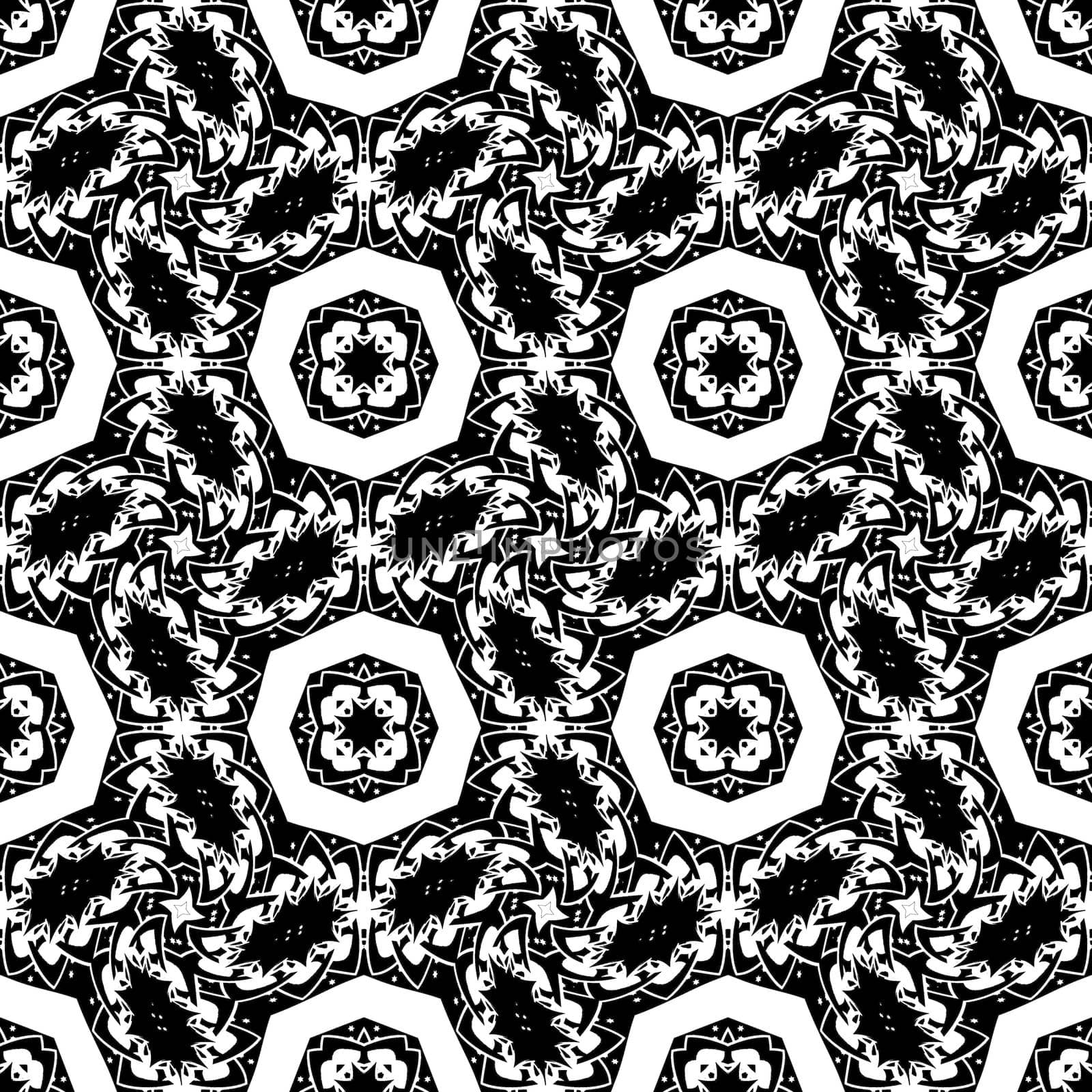 Digital computer graphic - seamless decorative ornament in a black - white colors for design.