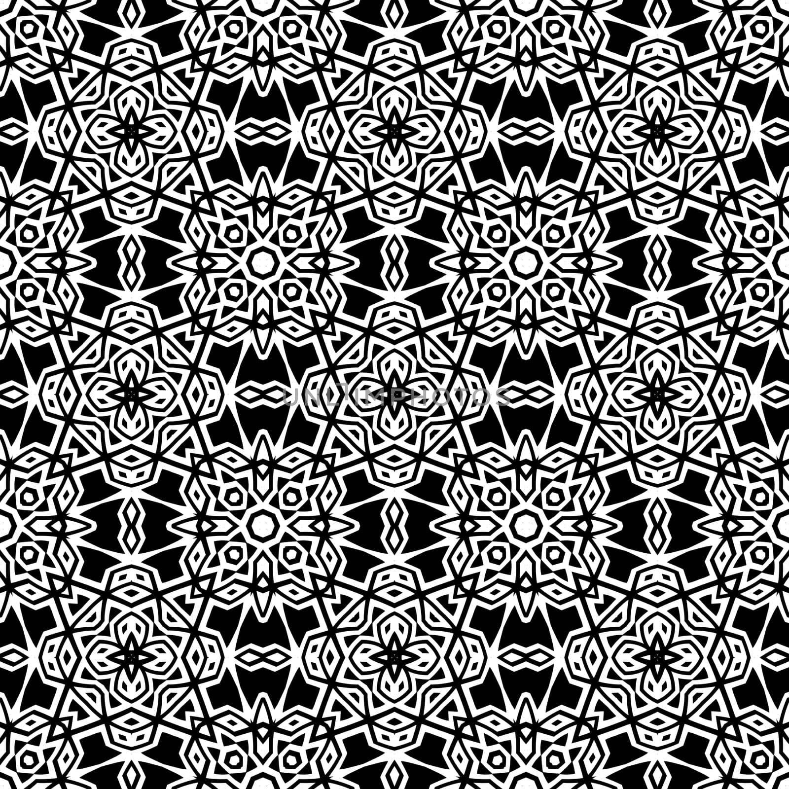 Digital computer graphic - seamless decorative ornament in a black - white colors for design.