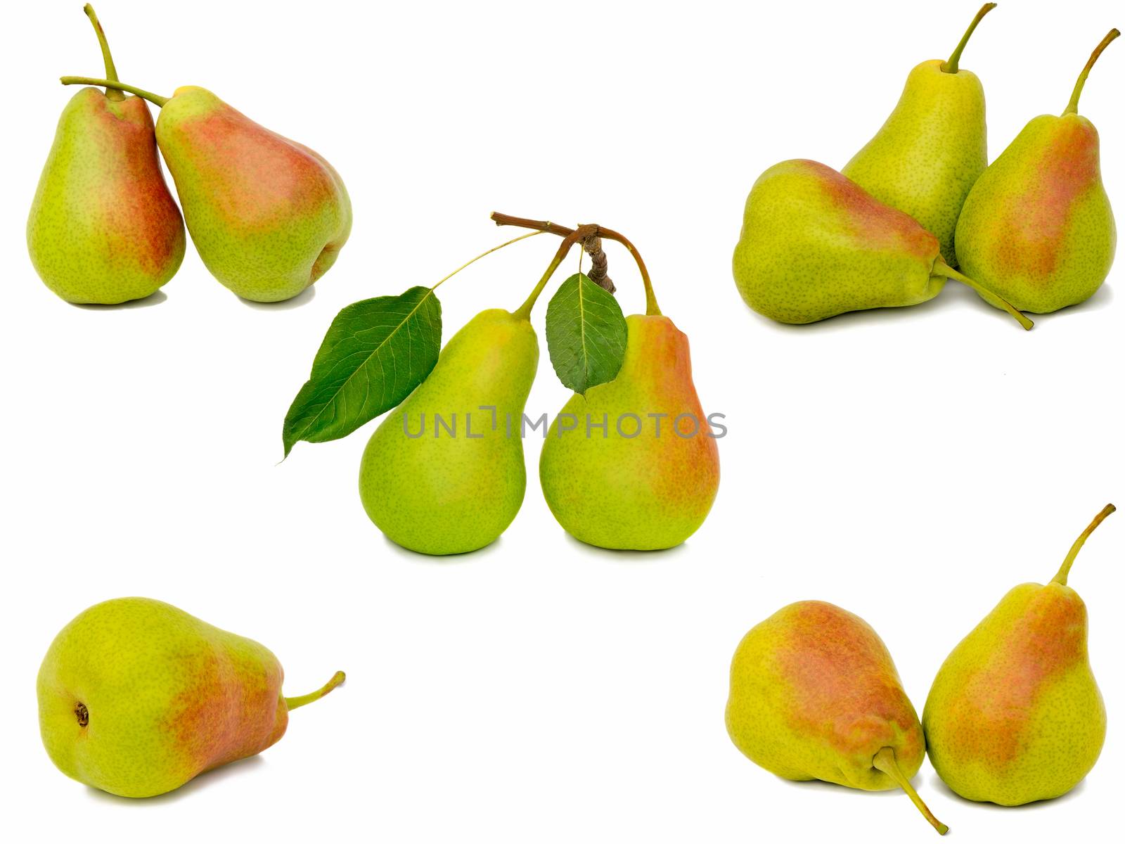  Ripe large yellow pears. Presented on a white background. by georgina198