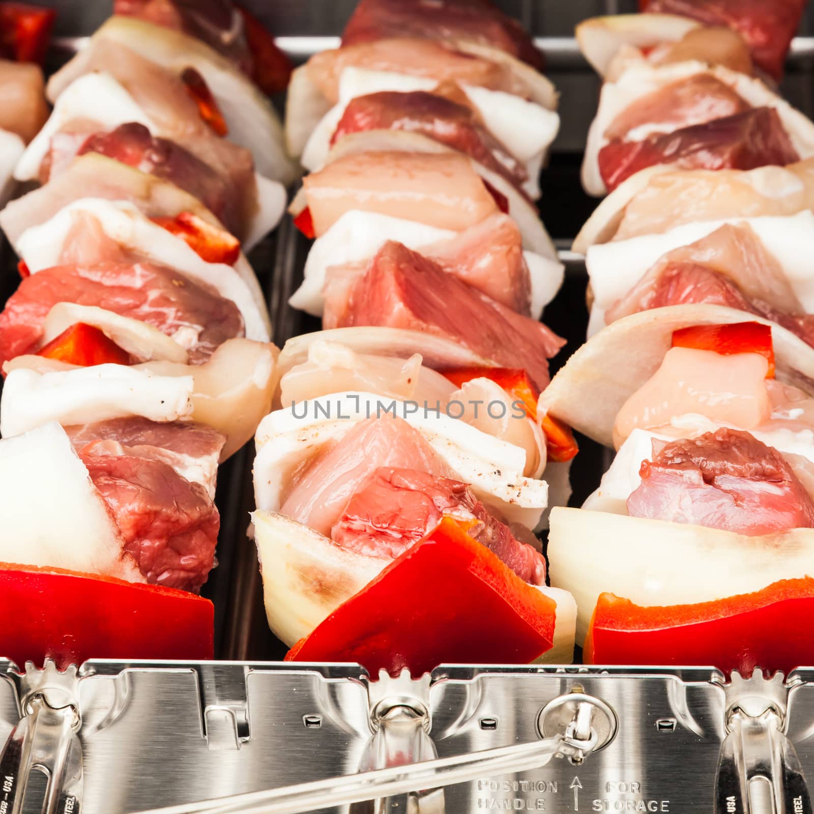 Detail of meat preparation for a barbecue