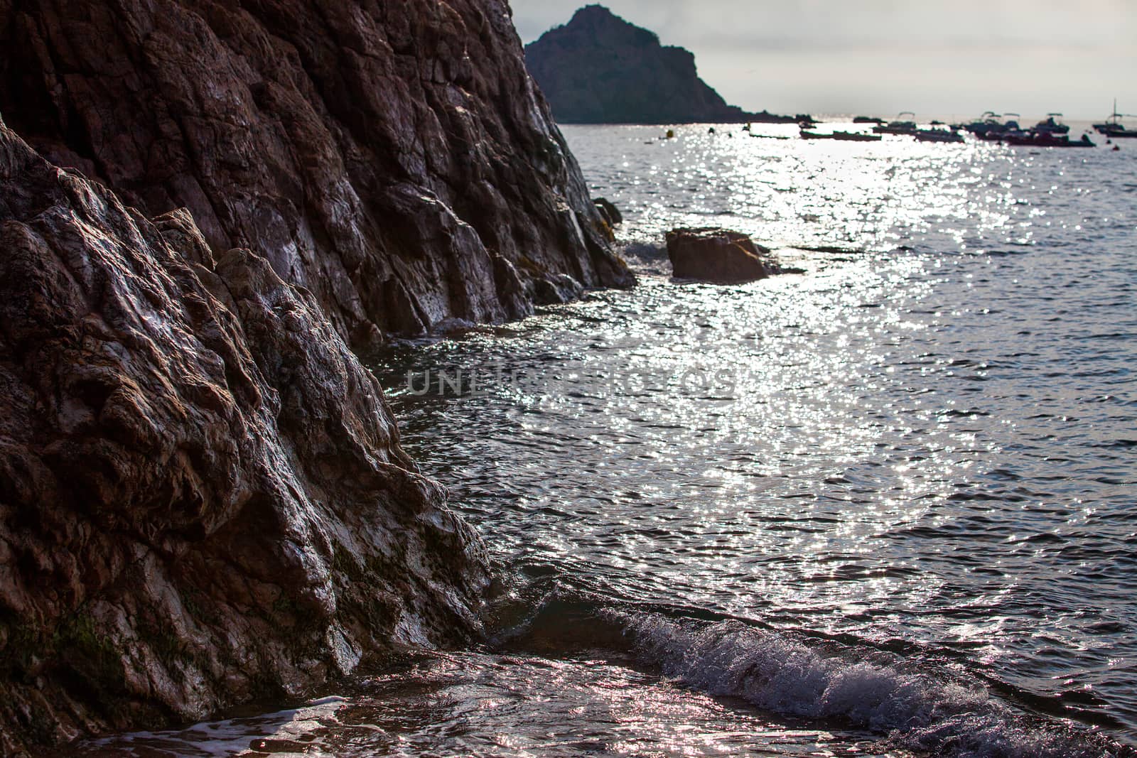 sunset near ancient cliff, marine landscape by Astroid