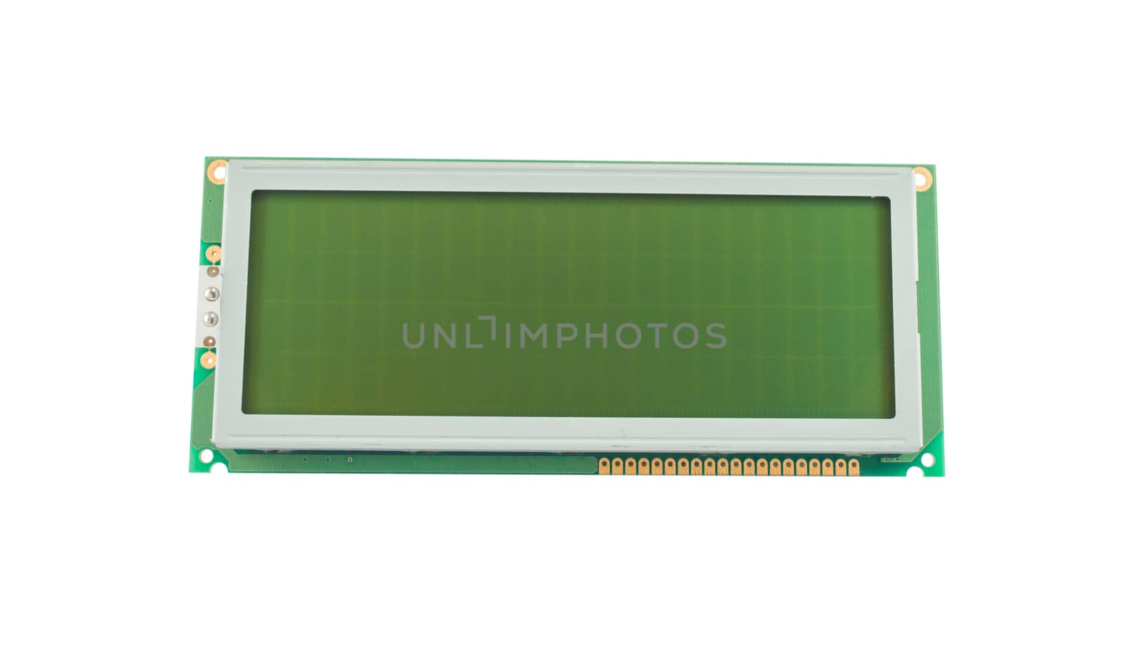 Empty liquid crystal character display (LCD) isolated on a white background
