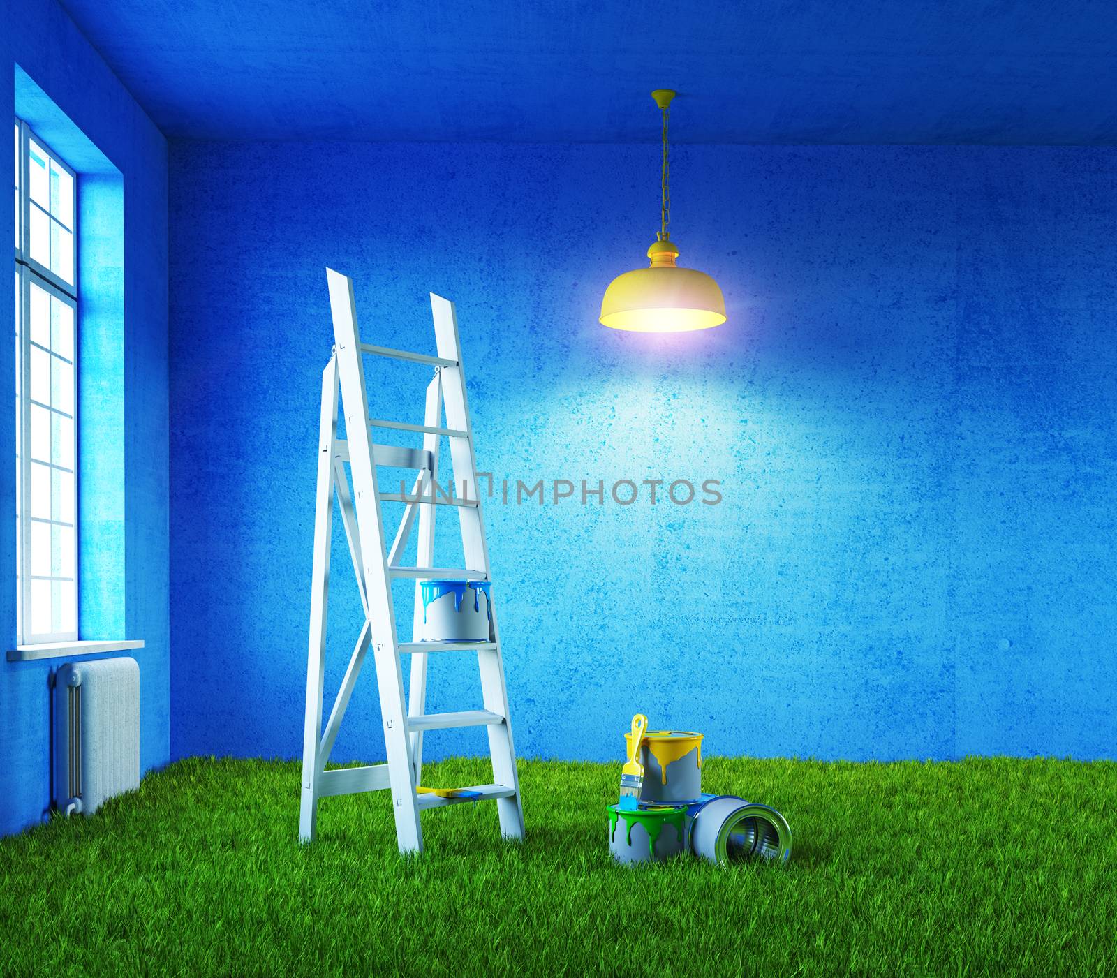 nature colors room painting. 3d concept