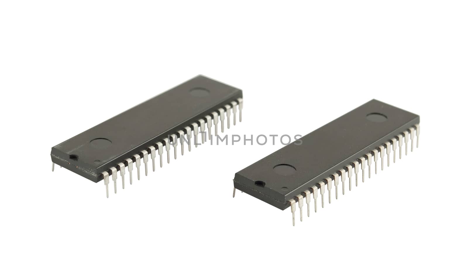 Two integrated circuits isolated on the white background