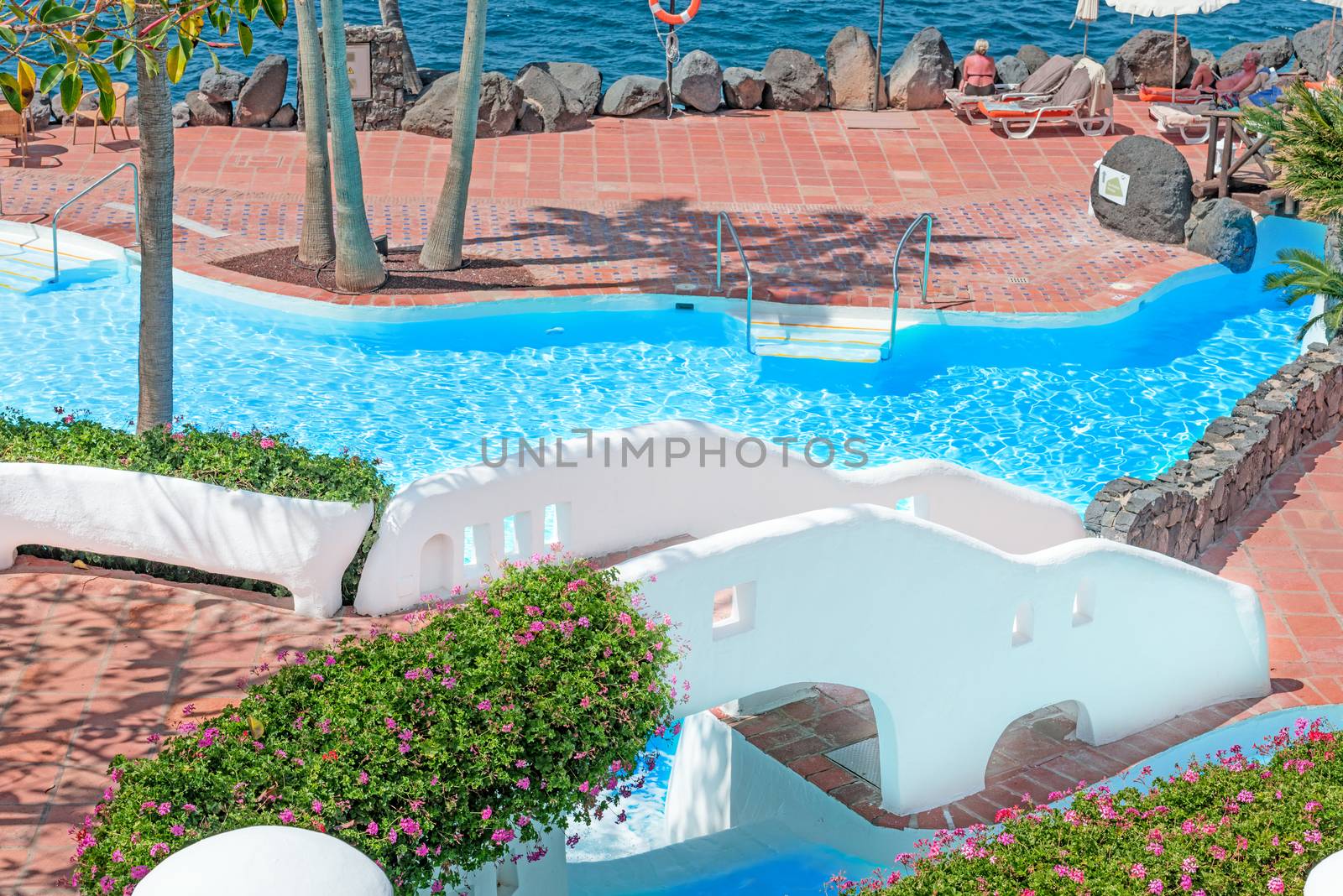 View at pool on tropical island